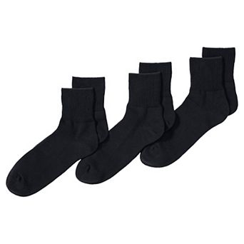 Men's Lands' End 3-Pack Cotton Rib Quarter-Crew Socks