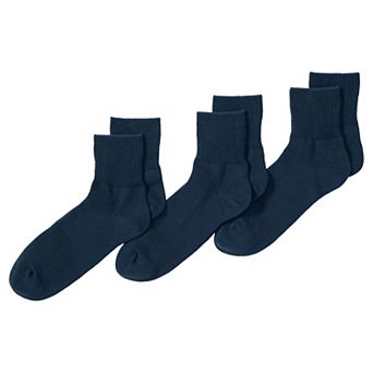 Men's Lands' End 3-Pack Cotton Rib Quarter-Crew Socks
