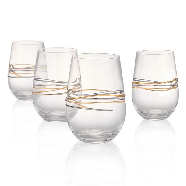 4-Piece Goldtone-Accented Wine Glass Set