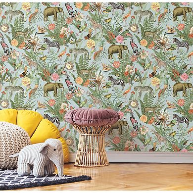 RoomMates Tropical Zoo Peel & Stick Wallpaper