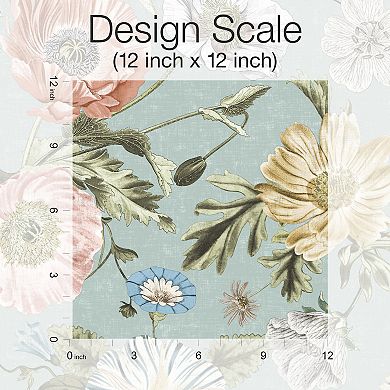 RoomMates Vintage Inspired Poppy Peel & Stick Wallpaper