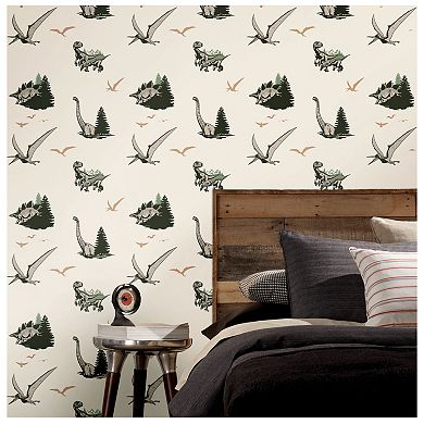 RoomMates Jurassic World Dominion Vintage Inspired Dinosaur Peel & Stick Wallpaper