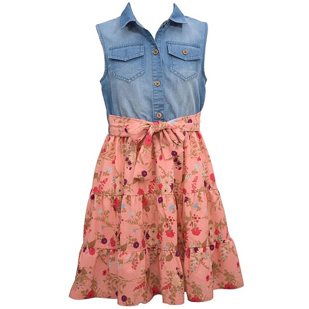 Girls 7-16 Bonnie Jean Denim Tiered Shirtdress
