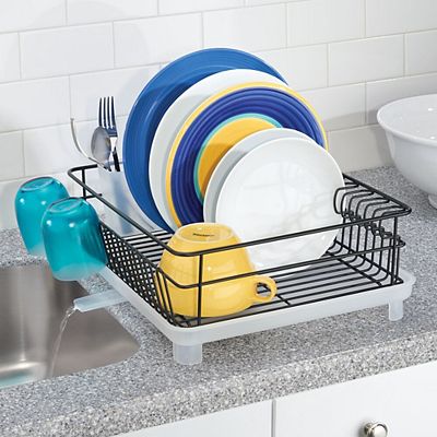 mDesign Kitchen Dish Drying Rack with Swivel Spout 3 Pieces