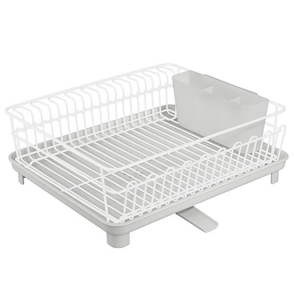 mDesign Kitchen Dish Drying Rack with Swivel Spout, 3 Pieces