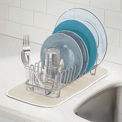 mDesign Compact Countertop, Sink Dish Drying Rack Caddy