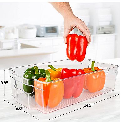 Zulay Kitchen 4 Pack Clear Refrigerator Organizer Bins