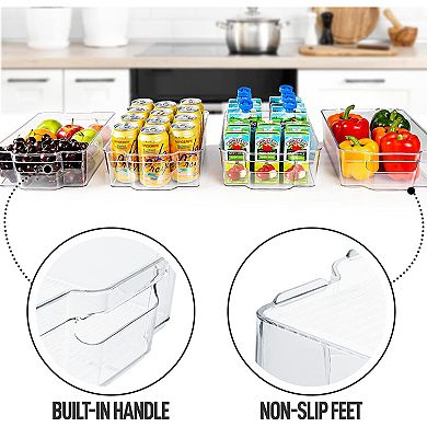 Zulay Kitchen 4 Pack Clear Refrigerator Organizer Bins