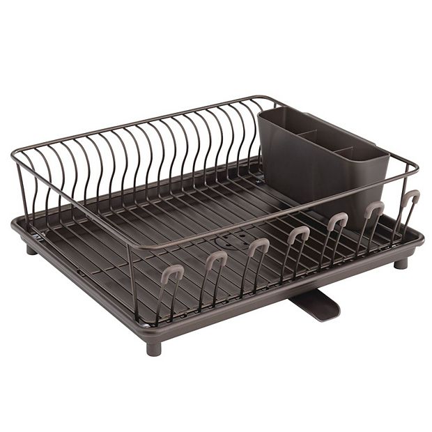 Mdesign large kitchen counter dish discount drying rack with swivel spout