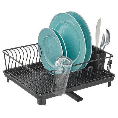 mDesign Alloy Steel Sink Dish Drying Rack Holder with Swivel