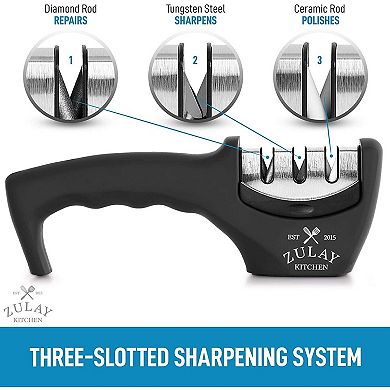 Zulay Kitchen 3 Stage Knife Sharpener & Cut-Resistant Glove