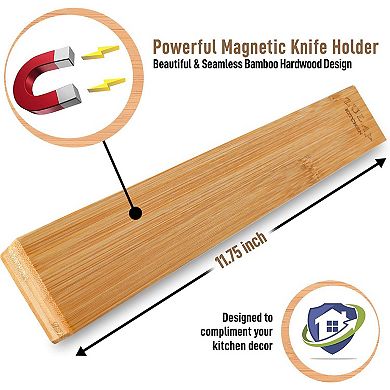 Zulay Kitchen Wooden Magnetic Knife Holder