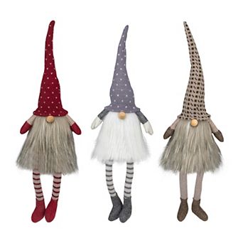 Set of 3 Sitting Christmas Gnomes with Dangling Legs 20"