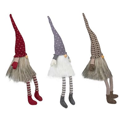 Set of 3 Sitting Christmas Gnomes with Dangling Legs 20"