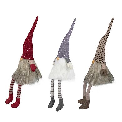 Set of 3 Sitting Christmas Gnomes with Dangling Legs 20"