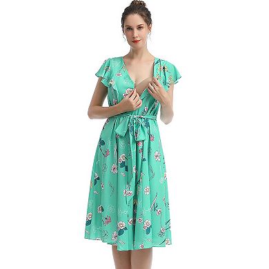 Pokkori Maternity Nursing Belted Midi Dress