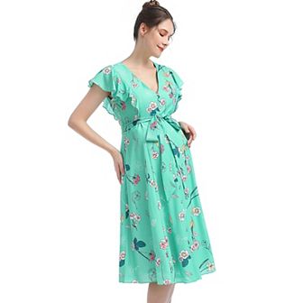 Pokkori Maternity Nursing Belted Midi Dress