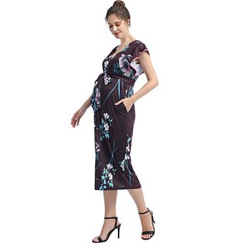 Pokkori Maternity Nursing Belted Midi Dress
