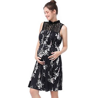 Pokkori Maternity Lace Sleeveless Skater Dress