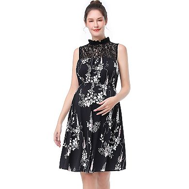 Pokkori Maternity Lace Sleeveless Skater Dress