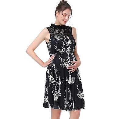 Pokkori Maternity Lace Sleeveless Skater Dress