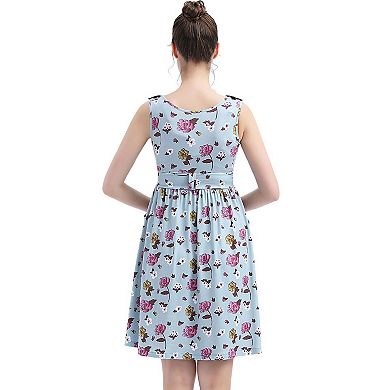 Pokkori Maternity Nursing Belted Sleeveless Skater Dress