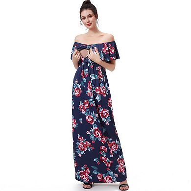 Maternity Pokkori Nursing Floral Print Maxi Dress