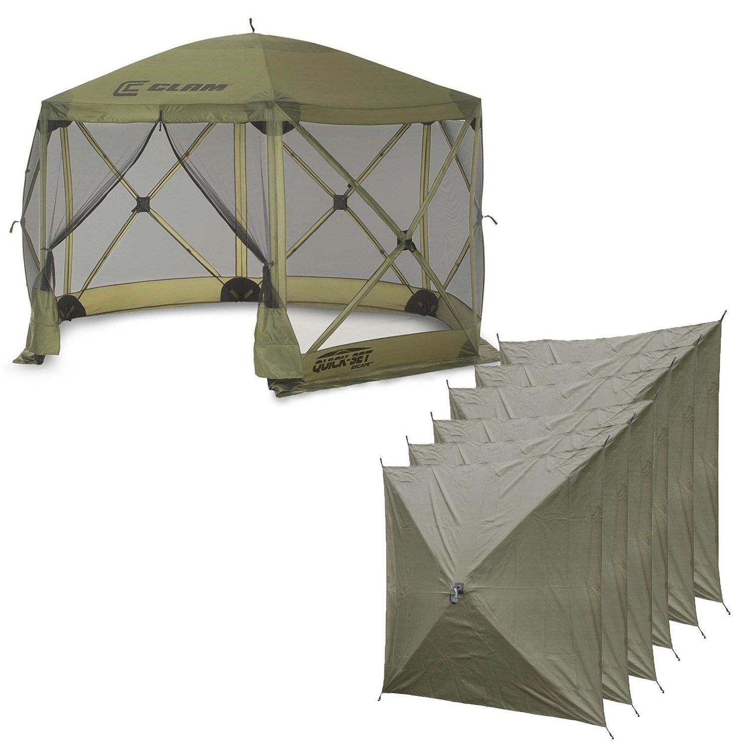 Clam screen outlet tent