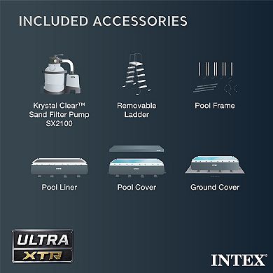 Intex Ultra XTR Frame 24' x 12' x 52" Swimming Pool with Protective Sun Canopy