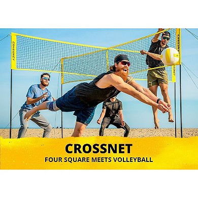 CROSSNET Four Square Volleyball Net Game Set & Wilson X OPTX Replica Volleyball