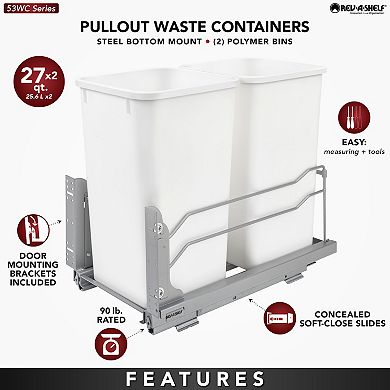 Rev-a-shelf Double Pullout Trash Can 27 Qt. W/ Soft-close, 53wc-1527scdm-212