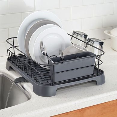 mDesign Large Kitchen Counter Dish Drying Rack with Swivel Spout