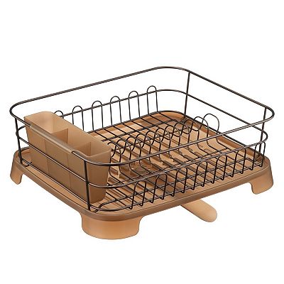 Mdesign large kitchen counter dish drying rack with swivel spout hotsell