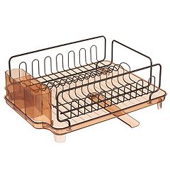 mDesign Compact Dish Drying Rack with Swivel Spout & Silicone Mat