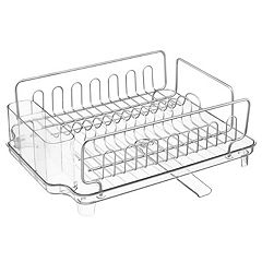 mDesign Compact Dish Drying Rack and Silicone Mat, Set of 2