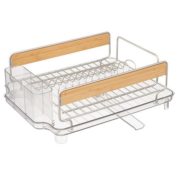 mDesign Large Dish Drying Rack with Swivel Spout, 3 Pieces
