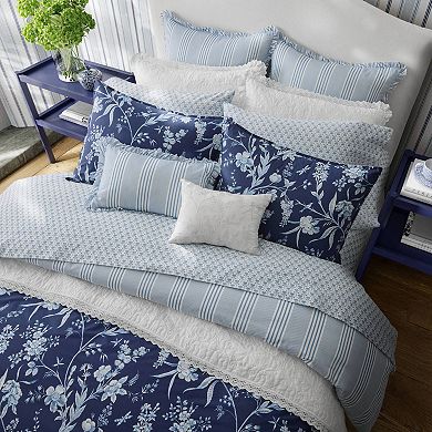 Laura Ashley Branch Toile 7-piece Blue Comforter Set