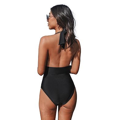Women's CUPSHE Backless One-Piece Halter Swimsuit
