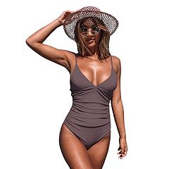 Women's Bal Harbour Tattle Tile V-Neck Shirred Side Mio One-Piece Swimsuit