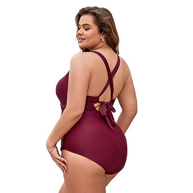 Plus Size CUPSHE Back-Tie One-Piece Swimsuit