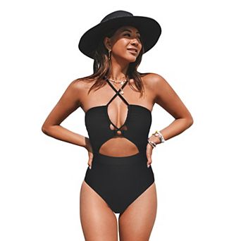 Women's Cupshe Plunging Cutout Criss Cross One-Piece Swimsuit