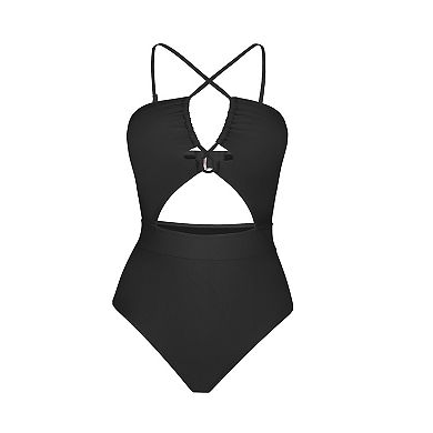 Women's CUPSHE Plunging Cutout Criss Cross One-Piece Swimsuit