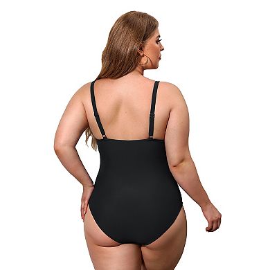 Plus Size CUPSHE Ruched Tummy Control One-Piece Swimsuit