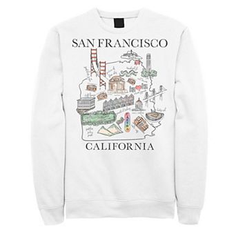 Men's Trendy San Francisco Cartoon Map & landmarks Sweatshirt