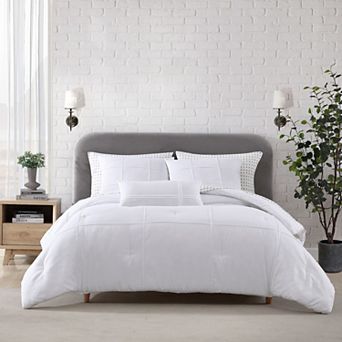 City Scene Solid Microfiber White Comforter Set