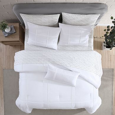 City Scene Solid Microfiber White Comforter Set