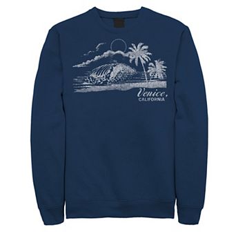 Men's Trendy Venice Beach Night Beach Scene Faded Sweatshirt