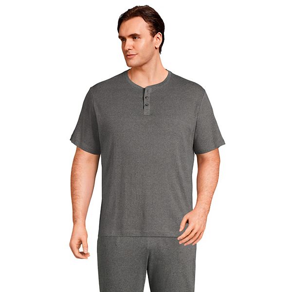 Men's Lands' End Knit Ribbed Henley Pajama Shirt