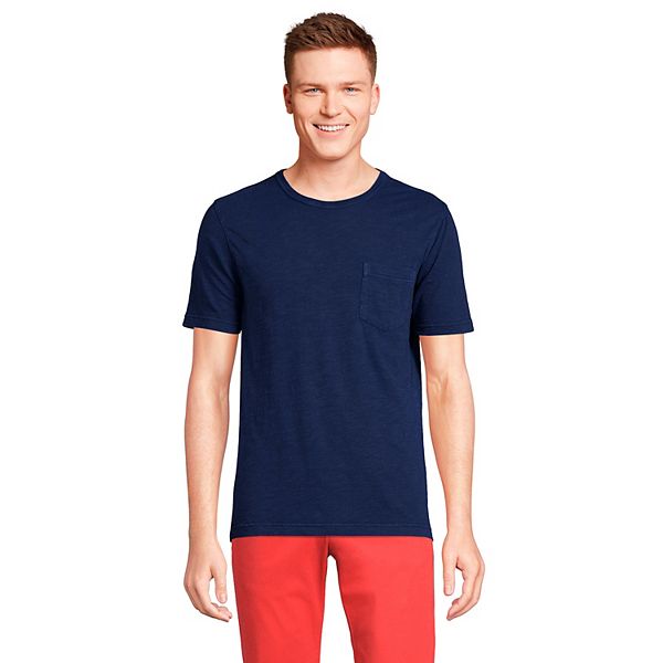 Big & Tall Lands' End Garment Dye Slub Pocket Tee