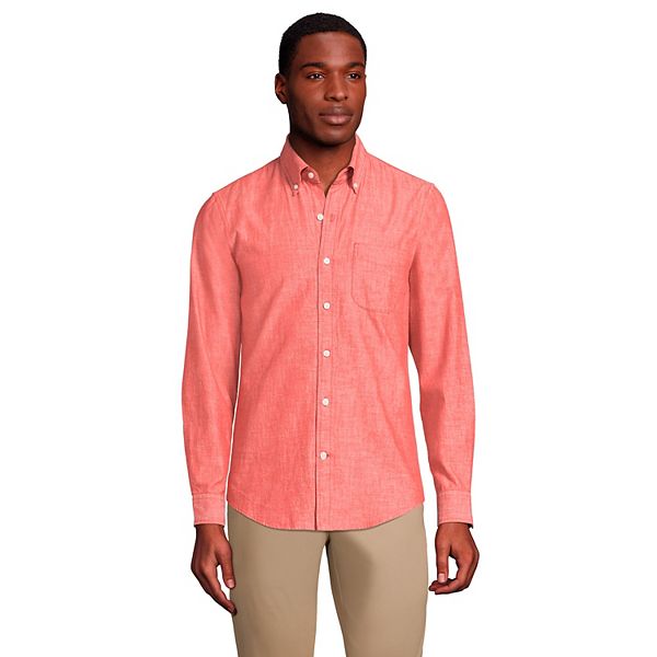 Big & Tall Lands' End ButtonDown Traditional Fit Chambray Shirt